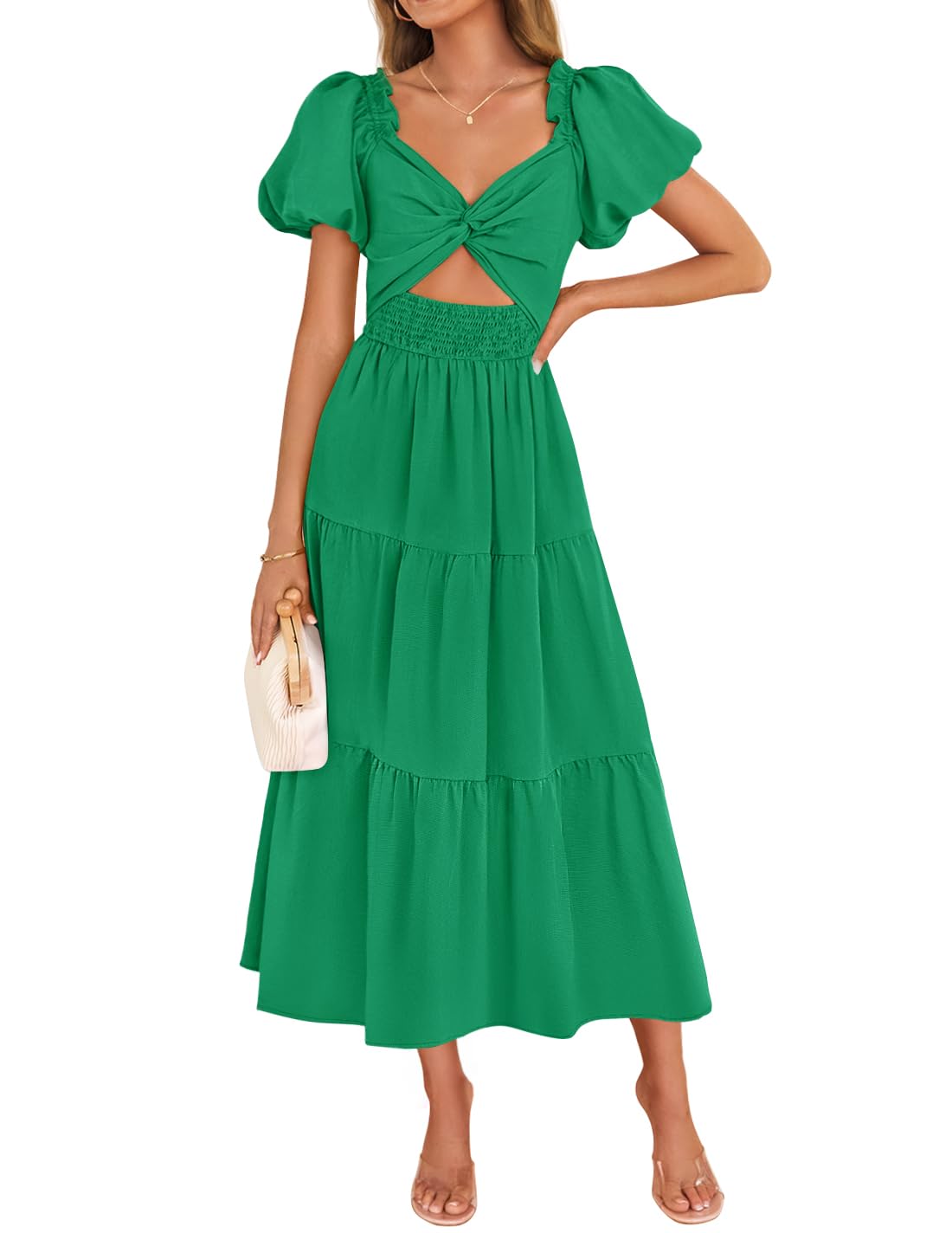 Womens Summer Casual Cutout Flowy Vacation Maxi Dress
