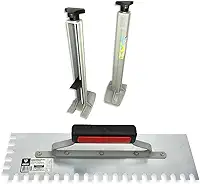 Desempenadeira Dentada 307/04 + 2 Suporte Régua P/Pedreiro Assentamento Cerâmico Porcelanato Profissional Kit