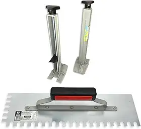 Desempenadeira Dentada 307/04 + 2 Suporte Régua P/Pedreiro Assentamento Cerâmico Porcelanato Profissional Kit