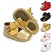 BiBeGoi Chaussures de danse Mary Jane pour bébé fille avec nœud papillon et semelle antidérapante pour robe de princesse, A Gold, 6-12 mois