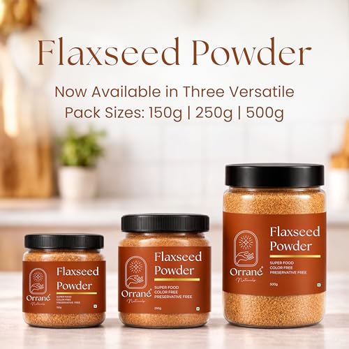 Image of Orrane Flaxseed Powder 250g Finely Ground Alsi Beej Powder for Smoothies, Baking and Cooking | Rich Omega 3 High Fibre Superfood | Supports Heart Health, Digestion & Weight Management