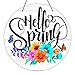 SICOHOME Hello Spring Door Sign Welcome Door Sign Round Decorative Wall Sign 11.5