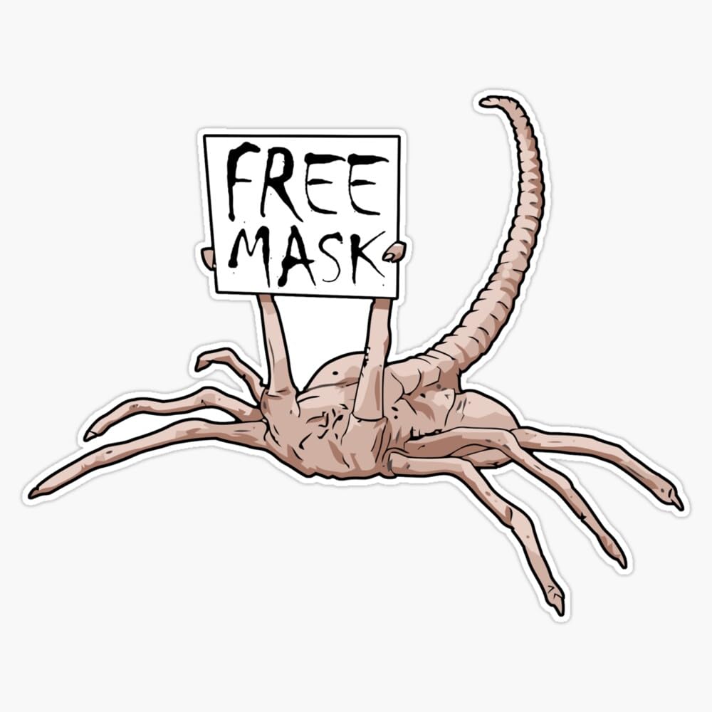 Funny Alien Xenomorph Facehugger Decal – White Vinyl Car Sticker, 20cm, Free Mask Included