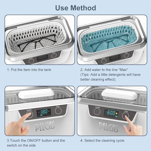 Ultraschallreinigungsgerät 800ml- PELCAS Ultraschallgerät Touchscreen Ultraschallreiniger mit LCD...