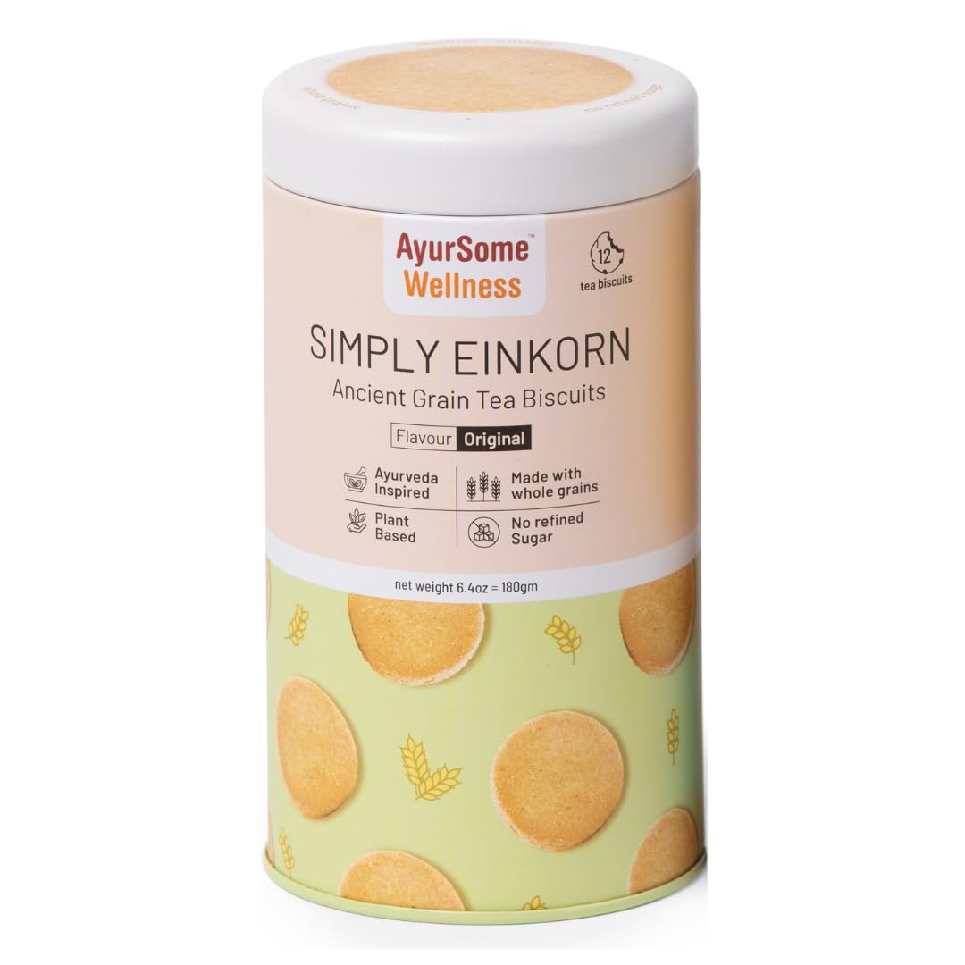 Simply Einkorn, Ancient Grain Tea Biscuits | Whole Grain Einkorn Cookies, No Refined Sugar, Lightly sweetened with Maple Syrup, Plant based,
