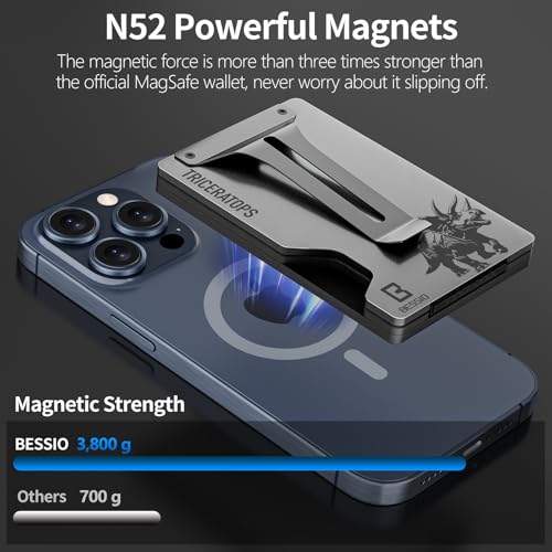 Magnetic Phone Wallet Compatible with Apple MagSafe - Metal Card Holder with AirTag Holder, RFID Blocking & Money Clip Mag Safe Wallet for iPhone 16 15 14 13 12 Pro Max/Pro/Plus/Mini, Red3