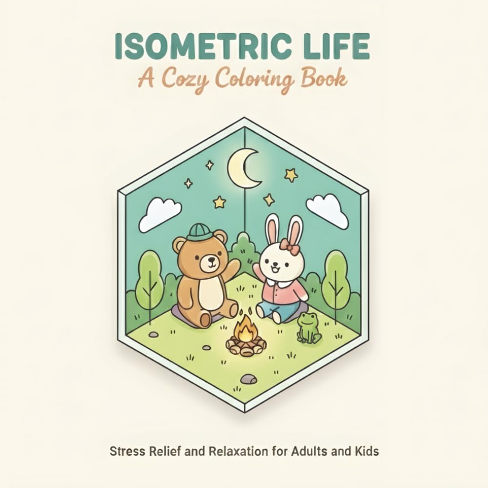 Isometric Life: A Cozy Coloring Book: Stress Relief and Relaxation for Adults and Kids