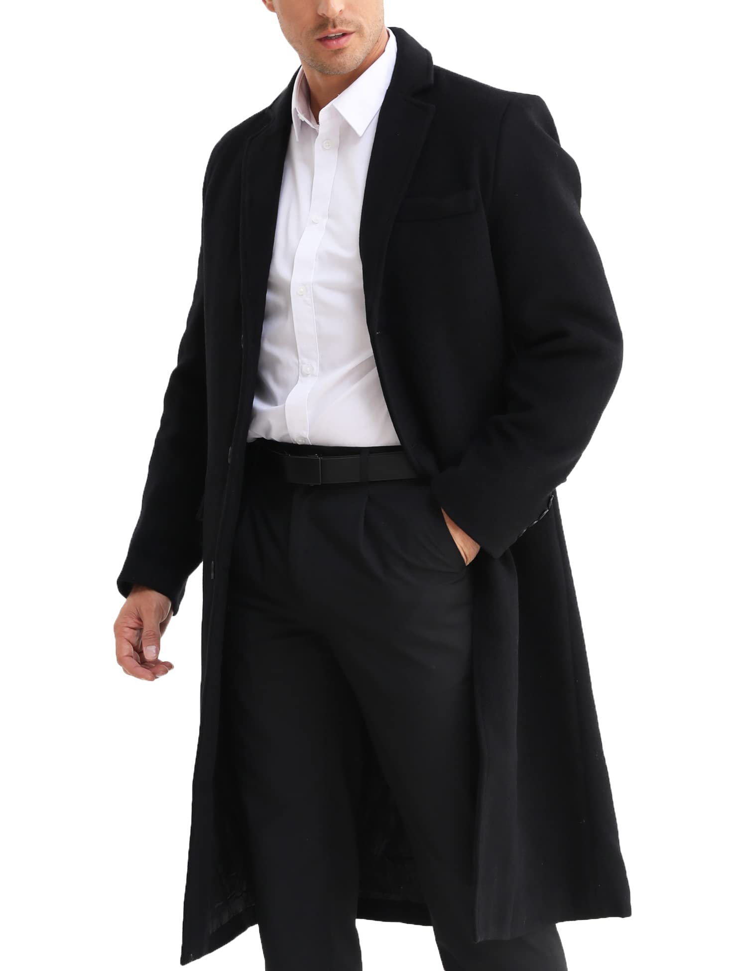 Men's Trench Coat Winter Classic Wool Jacket Long Business Overcoat Top Pea Coat