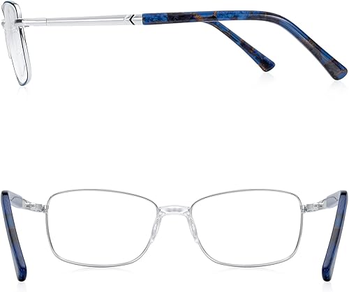 Miniatura 3 de RB. Pilot - Lentes de lectura para mujer, bloqueo de luz azul, lentes de computadora con bisagra de resorte, marco de metal, patas de acetato