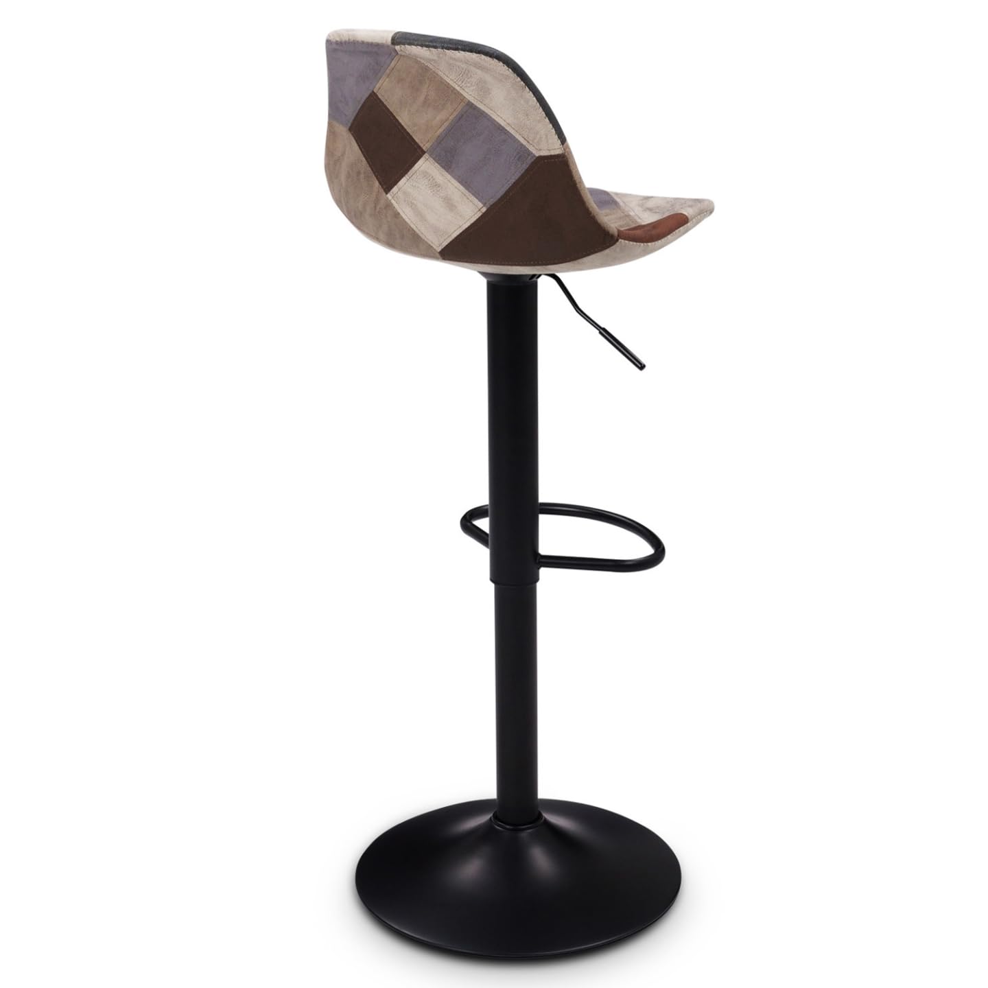 IDMarket - Set di 2 sgabelli da bar KARL patchwork in marrone, grigio e beige con gambe nere