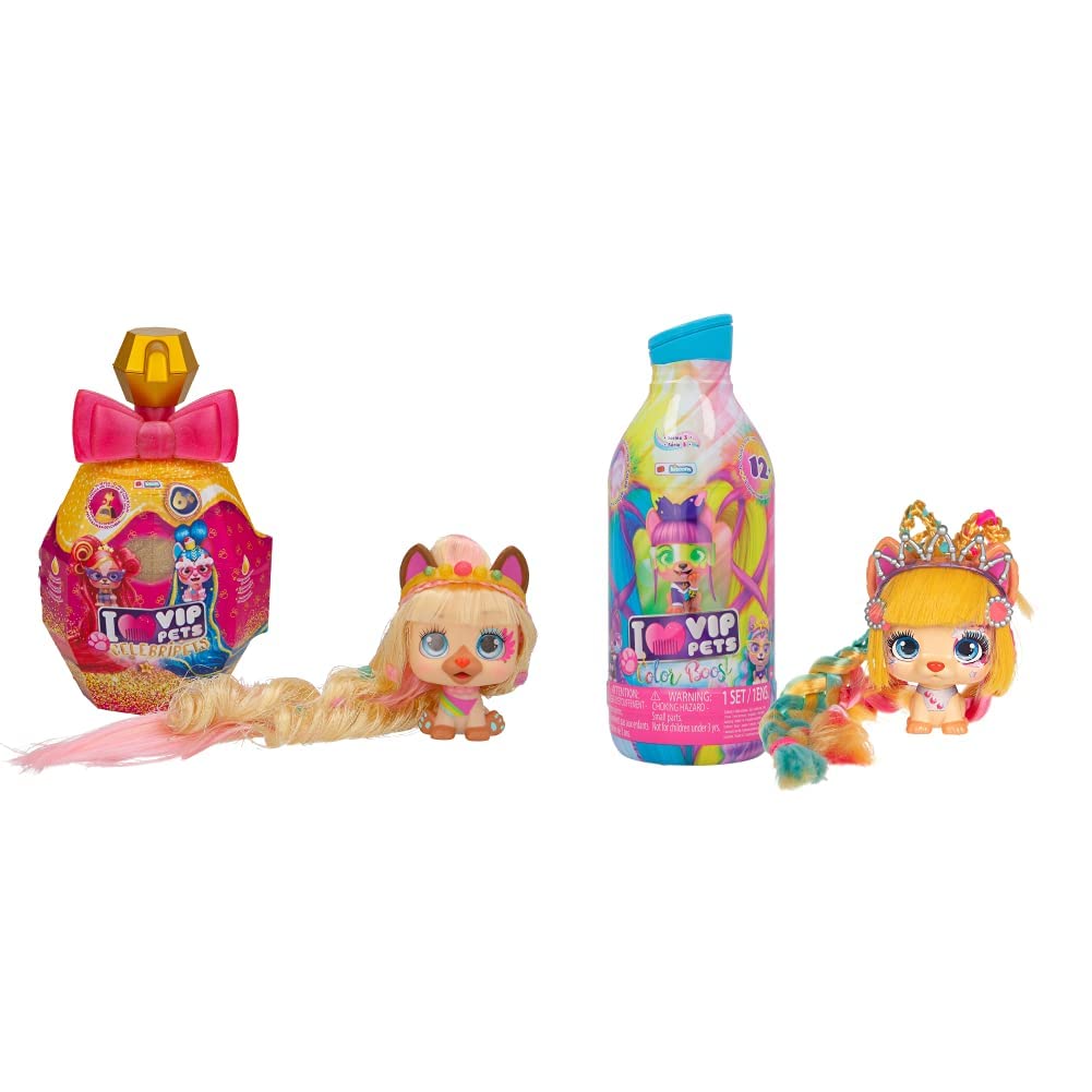 Vip Pets Celebripets | Muñeca perrita Sorpresa Inspirada en celebridades con 10 Accesorios & Color Boost S3, Muñeca perrita Sorpresa Coleccionable con Pelo Largo para peinar (30cm)
