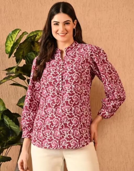 Image of Floral Printed Kurta, Full Sleeve