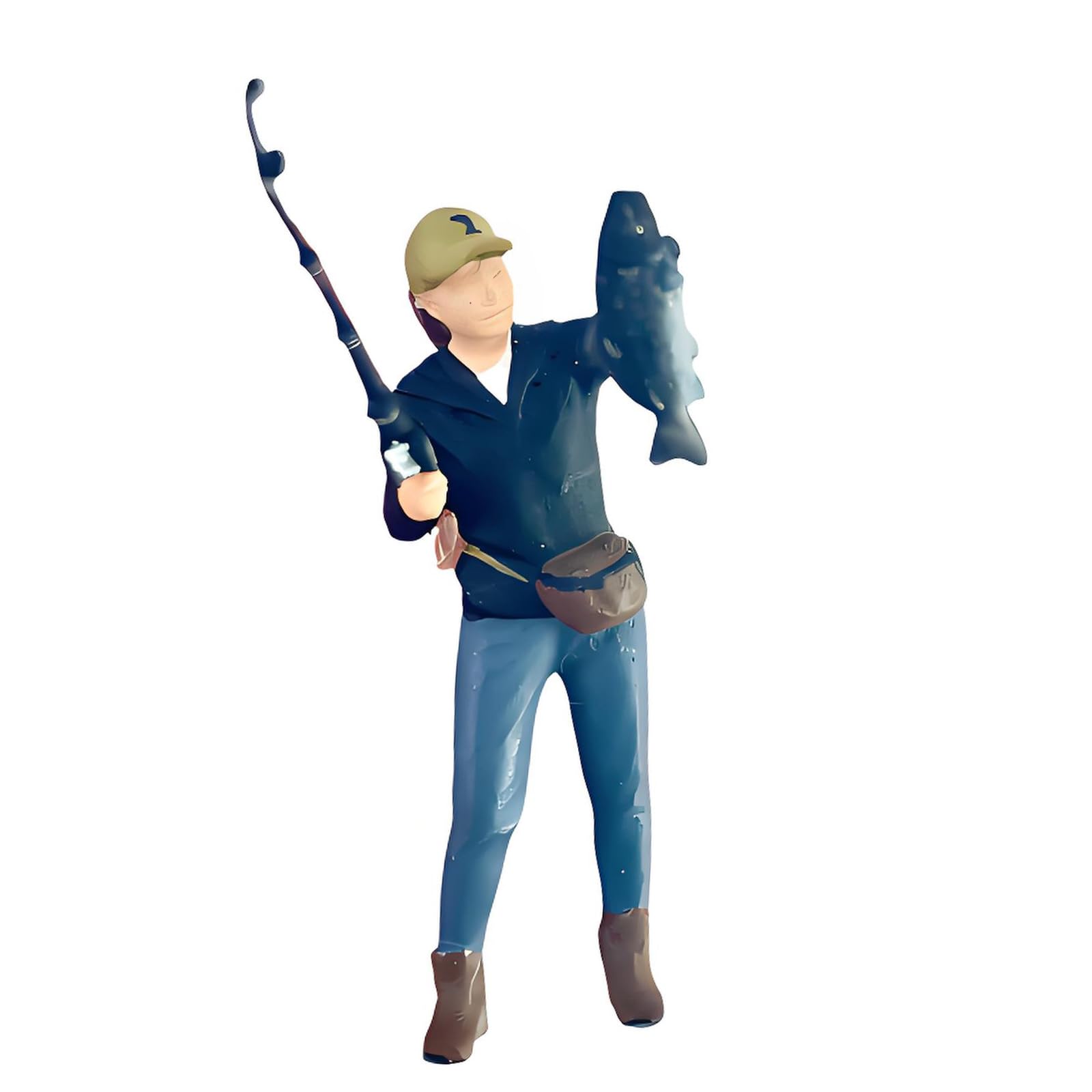 Vdaxvme Tiny Fishing Sport Resin Collectible with Realistic Particulars 1/64 Scale Fishing Figure Suitable for Display & Photography Miniature Fisherman Figurine