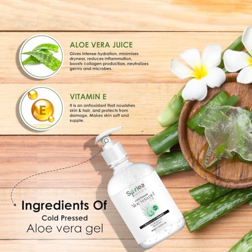 Image of Cold Pressed Aloe Vera Gel For Face with Pure Aloe Vera & Vitamin E for Skin and Hair- Paraben & Sulfate Free (480g)