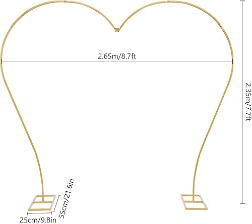 Miniatura 2 de Soporte de arco de globos de metal de 7.7 pies, marco de arco de boda, soporte de fondo de arco de corazón, decoración de fondo floral para