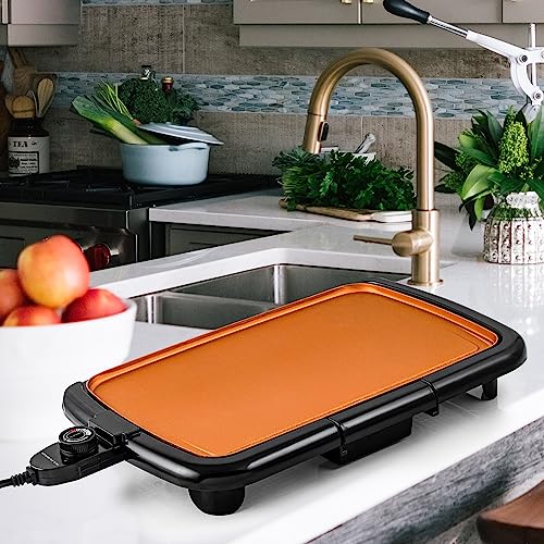 Ovente Electric Griddle With 16X10 Inch Nonstick Cooking Plate For Everyday Healthy Breakfast Pancakes Bacons Burgers Eggs, Adjustable Temperature Control, Safe & Hassle-Free Clean Up, Copper Gd1610Co #TOP7