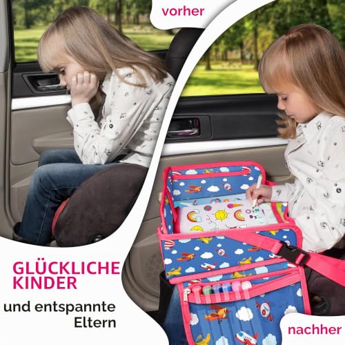 EcoFantasy Reisetisch Auto Kinder mit Tablet-Halter, abwischbar – Flugzeuge – Ansicht 3