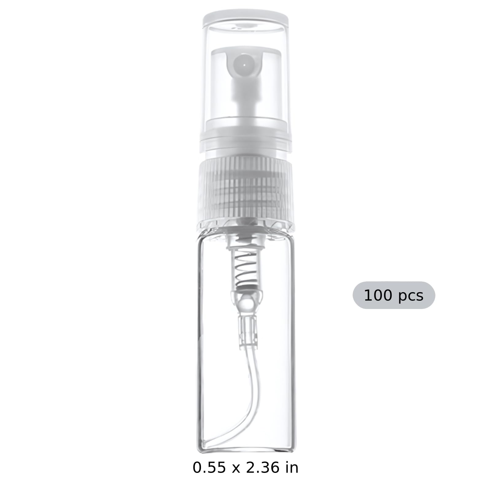 100 mini flaconi spray in vetro, 3 ml, trasparenti, a prova di perdite, da viaggio, per profumi, oli essenziali, nebbia facciale e molto altro ancora