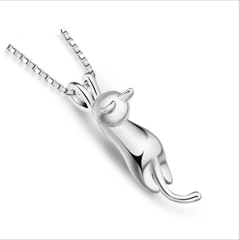 Weiy Lovely Hanging Cat Pendant Necklace 3D Cute Cat Lover Necklace Chain Novelty Animal Minimalist Charm Collar Pendant Necklace,Smooth