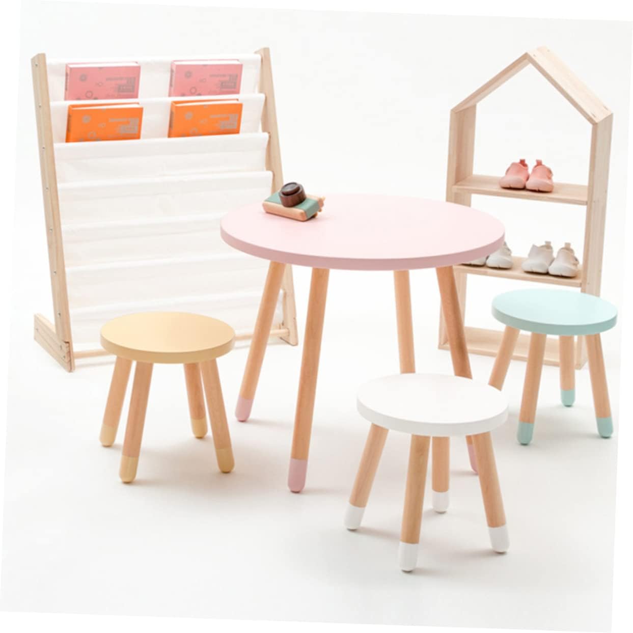 1pc Nordic Girl's Book Display Rack Simple Organizer for Magazines Newspapers and Books Easy to Assemble Space-Saving Storage for Boys and Girls Rooms