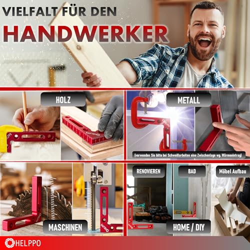Foto von HELPPO Dein Winkelspanner Set für die Werkstatt - präzises Anfertigen von 90-Grad-Winkel Verbindungen, Hilfe zum schnellen fixieren von Holzbretter und Aluprofile