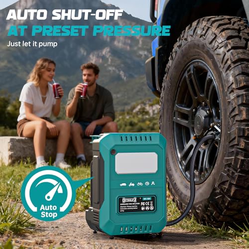 Image of DIYtoolifz Tire Inflator Portable Air Compressor Compatible with Makita 18V Battery, 160PSI Air Pump with Dual Digital Screen, Auto Shut-Off, 5X Faster Inflation & Deflation for Car, Motor (Tool Only)