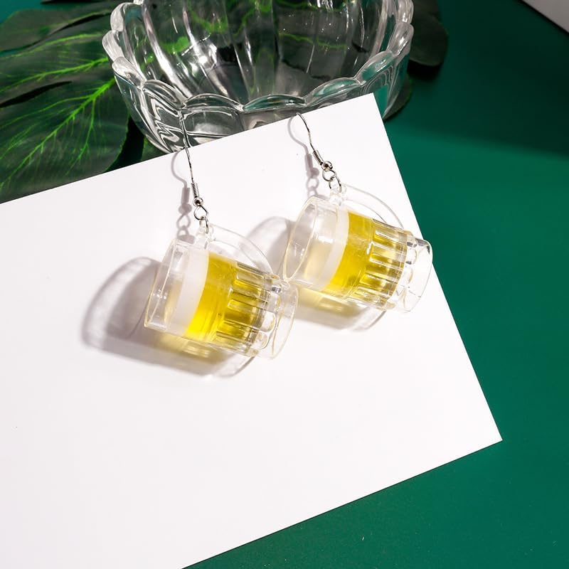 Cute Beer Mug Dangle Dangle Earrings 3D Beer Mug Bubble Funny Earrings for Women Beer Drink Lover Party Play Earrings image 5