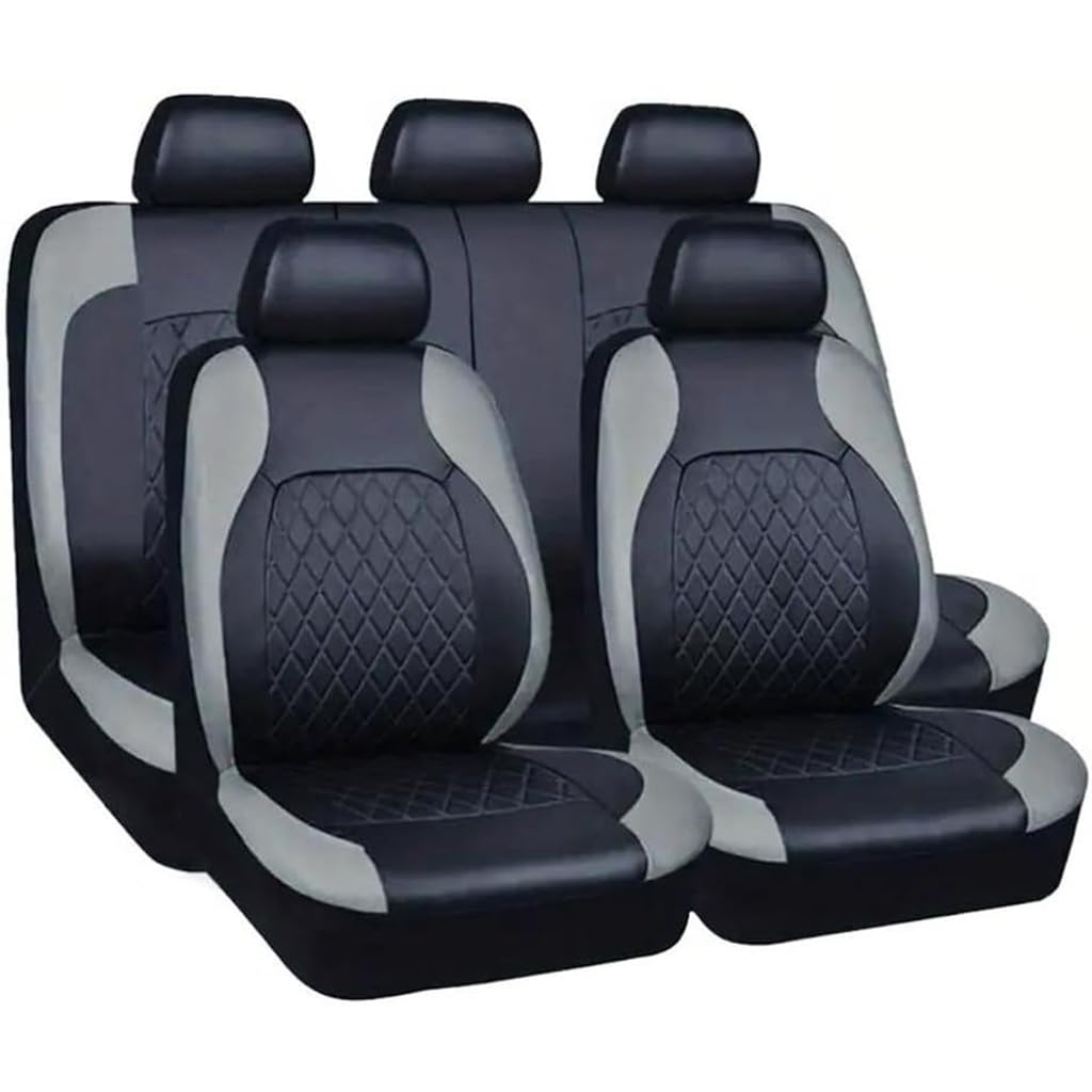 Songlulu Grey Car Seat Covers Full Set For Toyota Aqua 2011-2020,Full Surround Leather Front Rear Seat Protector,Waterproof Seat Cushion Covers Accessories,A