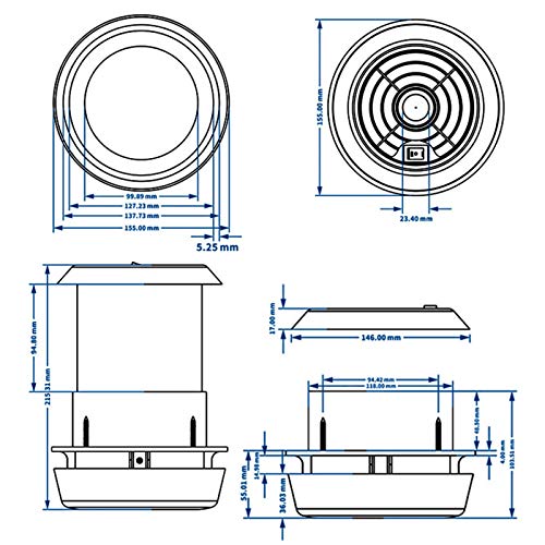 Fydun Ventilador de RV Cúpula del ventilador de escape de 12V Salida de aire de refrigeración silenciosa montada en la parte Viento fuerte Universal para RV Boat Home