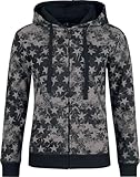 RED by EMP Damen Schwarze Kapuzenjacke mit Allover Print mit Sternen S