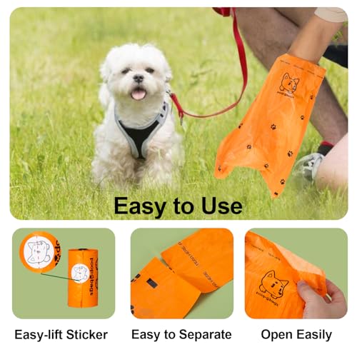 Image of Scented Dog Poop Bags With Dispenser, Strong and Leak-proof Waste Bags for Pets, 870 Count (58 Packs of 15), 13 Inch x 9 Inch (Orange)