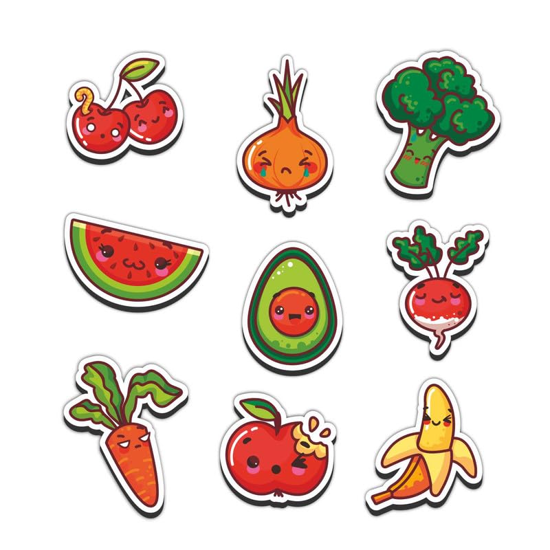 SAF paintings Vegetable & Fruits Theme Set of 9 MDF Wooden Fridge and Door Magnets |Home Decor Item | Kitchen Decor Item | FM-27