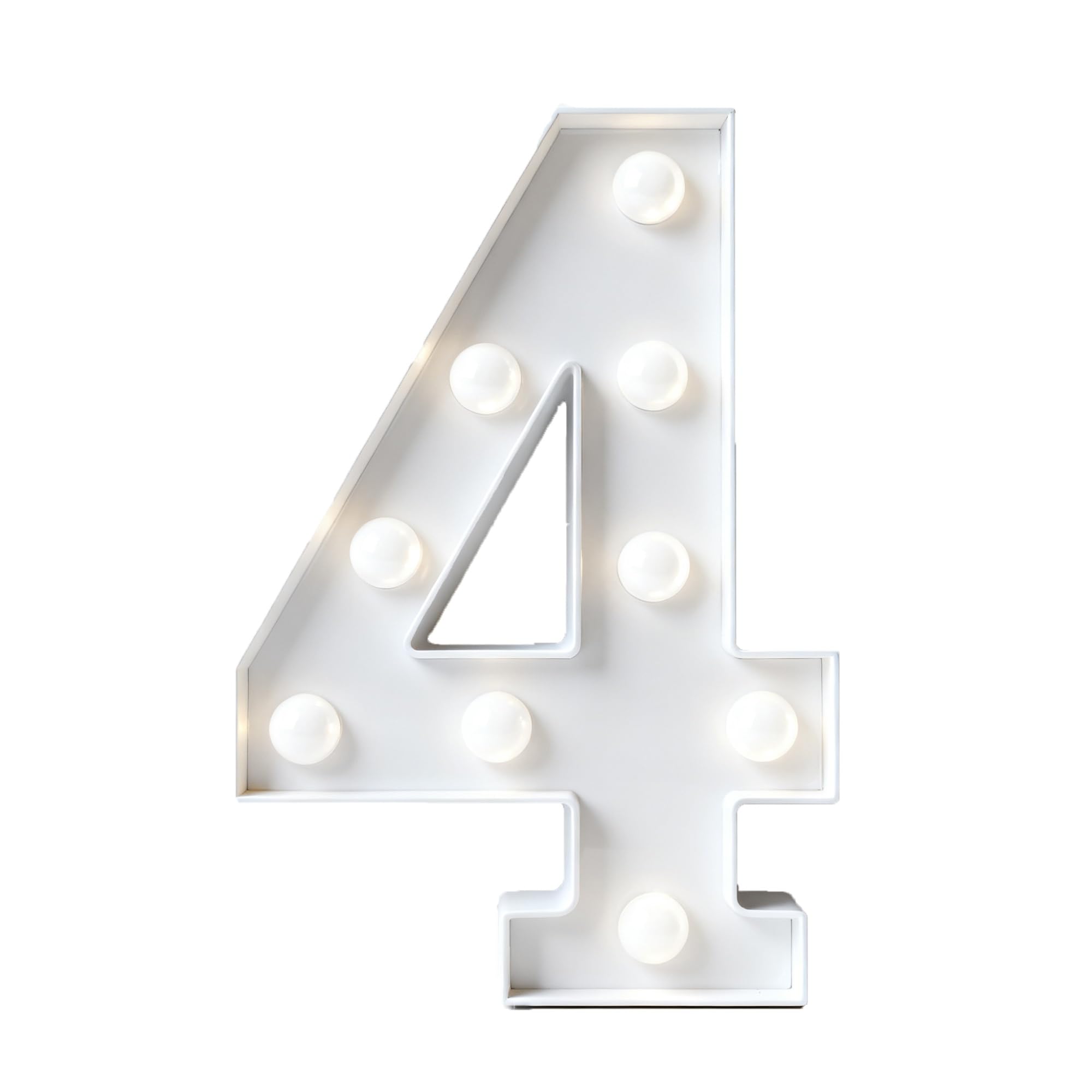 White 4FT Marquee Light Up Number Lights, 0-9 For Birthday Party Large Mosaic Frame Cardboard Pre-Cut Foam Board Sign Diy Decorations Anniversary(Number4,120cm/4ft)