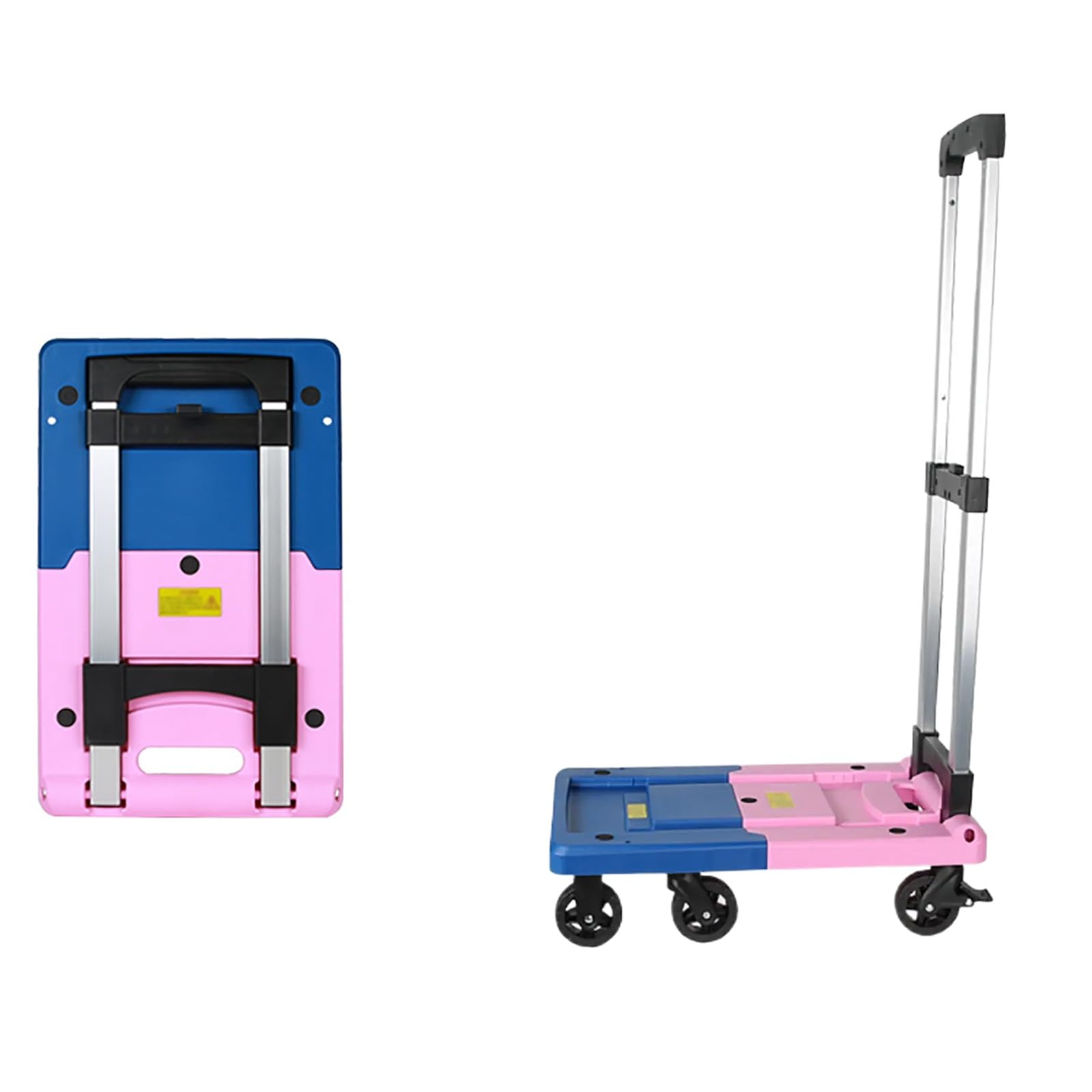 LKLNKVL Handcart, With 6 TPR Wheels, Load Capacity 250kg/550lbs, Suitable for Airport/Home/Garden/Supermarket(Pink,Medium)