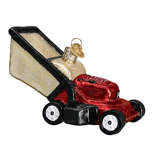 Old World Christmas Contractor Tools Glass Blown Ornaments for Christmas Tree Lawn Mower, 2.750, Model:32321