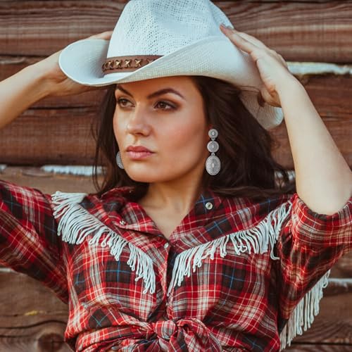 Boho Western Earrings for Women Vintage Concho Statement Gold Silver Turquoise Earrings Western Jewelry Gifts for Womens Country Concert Outfits2