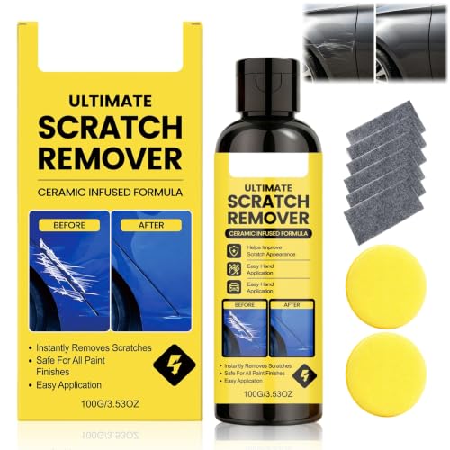 Scratch Remover Car Paint Repair Paste for Light Scratches Ultimate Scratch Remover Plastic Polish Scratchs Removers Car Scratchs Repair Paste (3.38 Oz 3*Polishing Cloths 1*Cleaning Sponge)