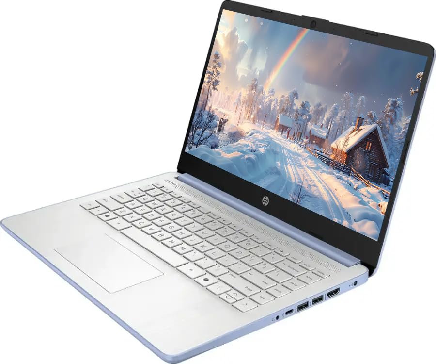 Image of HP 14 inch Business Laptop Computer with Microsoft Office 365, 4-Core Intel Processor, 128GB Storage, 4GB RAM, Windows 11, SageNova Earphones, Sky Blue