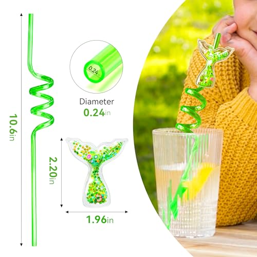 Image of 24 Pcs Glitter Mermaid Straws, Princess Theme Birthday Supplies | for Birthday Party Favors Supplies, Reusable Plastic Drinking Straws for Boys Girls Party Decorations Gift(Mermaid)