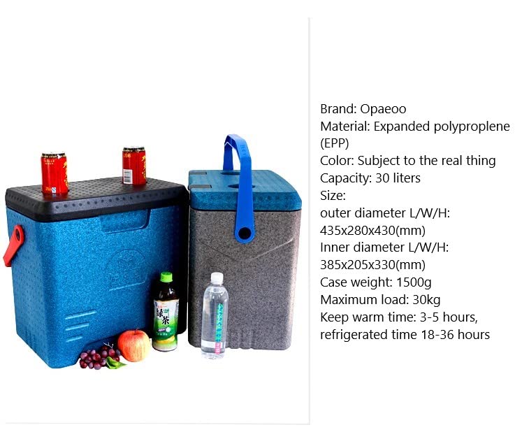 Scatola Isolante Scatola refrigerata Scatola riscaldante Scatole in polistirolo EPP Scatola per Consegna Cibo Scatola da Trasporto Portatile 30L A-Style