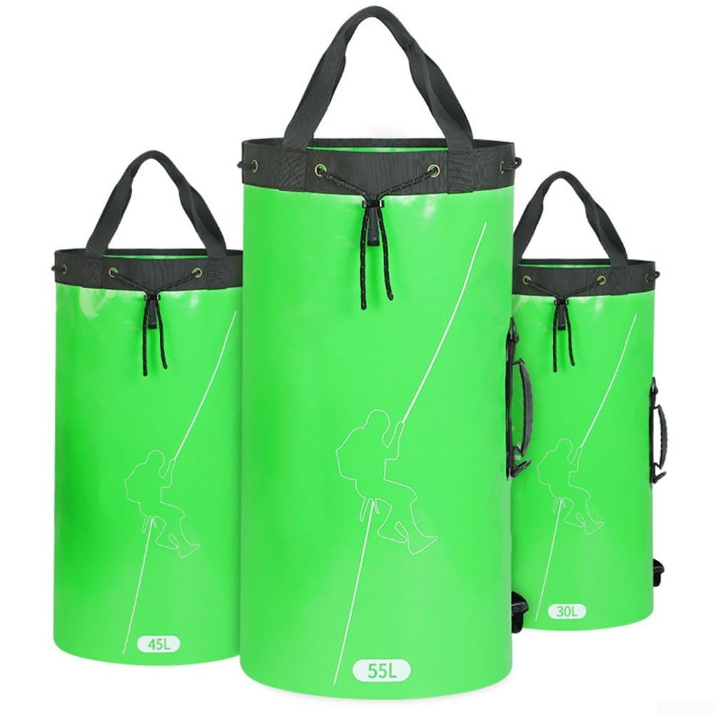 Sac de rangement pour corde d'escalade 55 l avec cordon de serrage pour extérieur, escalade, spéléologie et travail d'arboriste, noir (45 l, noir)