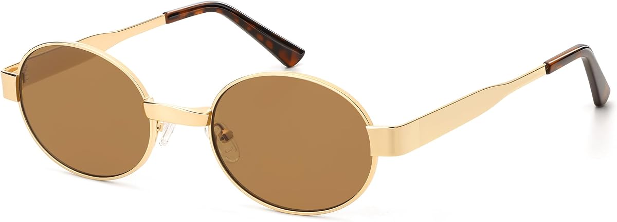 Gafas de sol retro ovaladas de metal para mujeres y hombres AR81055 | Lentes de protección UV400 de tonos clásicos de moda para uso diario