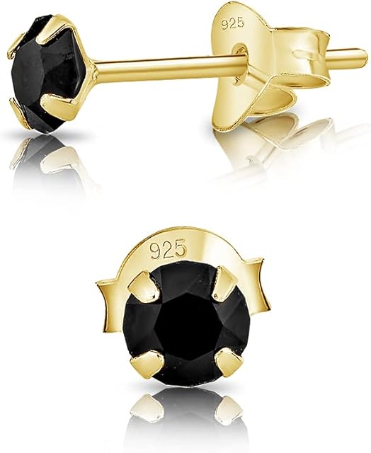 DTPSilver - 925 Sterling Silver Yellow Gold plated * SMALL * Round Stud Earrings made with Glittering Crystals from Swarovski® Elements - Diameter: 4 mm - Many Colours to choose from