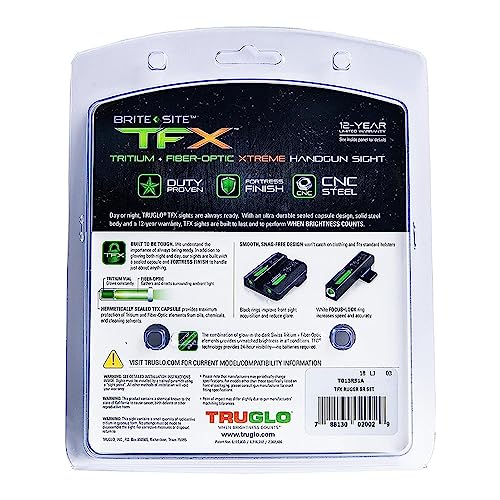 Image of TRUGLO TFX Handgun Sight | Durable Shock-Resistant Compact Brightly Glowing Tritium & Fiber-Optic Xtreme Day /Night Sight for Handguns