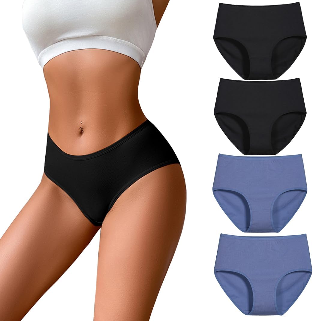 COLOMI Women Cotton Underware Full Coverage Ladies Panties Women Seamless Briefs (Reguared&Plus Size)