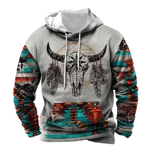 Sweat à capuche homme style western pull oversize chaud à doublure polaire