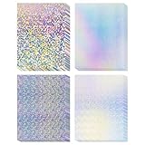 24 Sheets Gold Mirror Cardstock Paper A4, 92lb/250gsm Metallic Card Stock Paper Gold Foil Cardstock Shiny for Crafts Scrapbook Card Making Invitations Party Decoration (Holographic Silver)