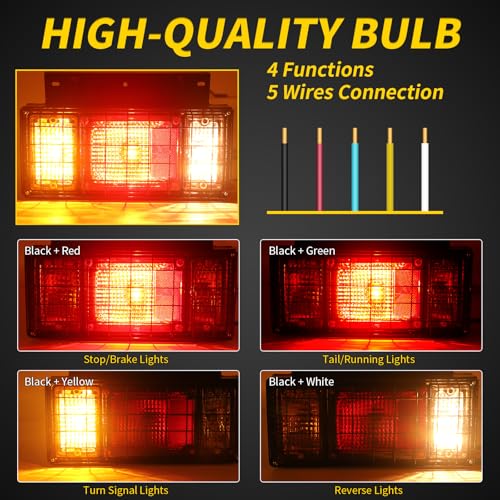 Image of Tail Light Bar Kit with Iron Net Protection for Isuzu NPR NPR-HD NQR NRR 2011-2025, FRR 2012-2025 Replace 8-11562-588-0 8971144400 Rear Truck Tail Lamp Lights, Halogen With Bulbs