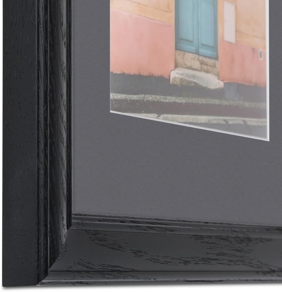 ArtToFrames 8.5x14 inch Black Stain on Solid Red Oak Picture Frame with 2 Inch Single Mountain Grey Mat, SingleMat-0066-59504-YBLK-8.5x14-750