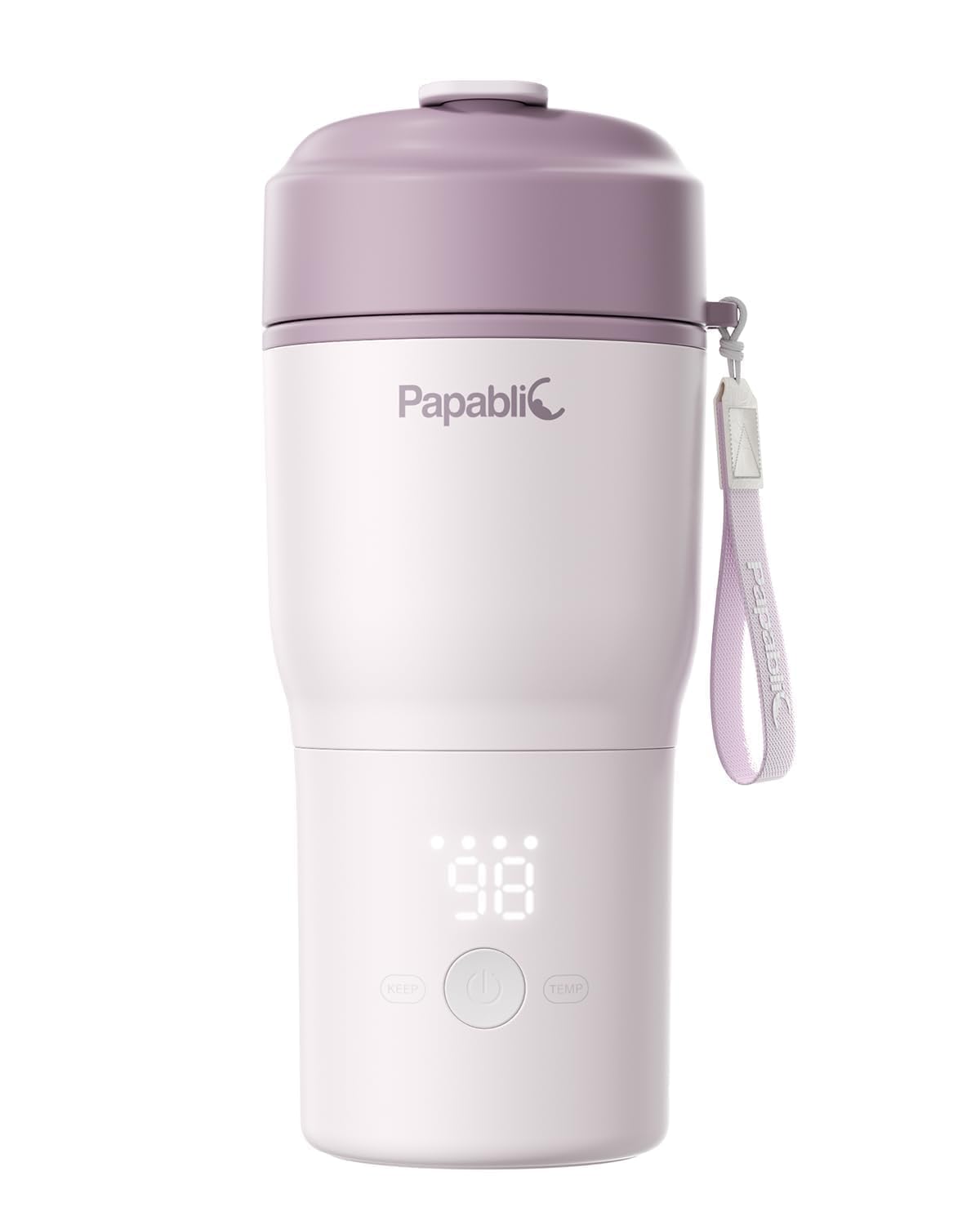 Papablic Spodumene - Scaldabiberon portatile a riscaldamento rapido, apertura larga e controllo intelligente della temperatura, alimentazione in auto e all'aperto, viola